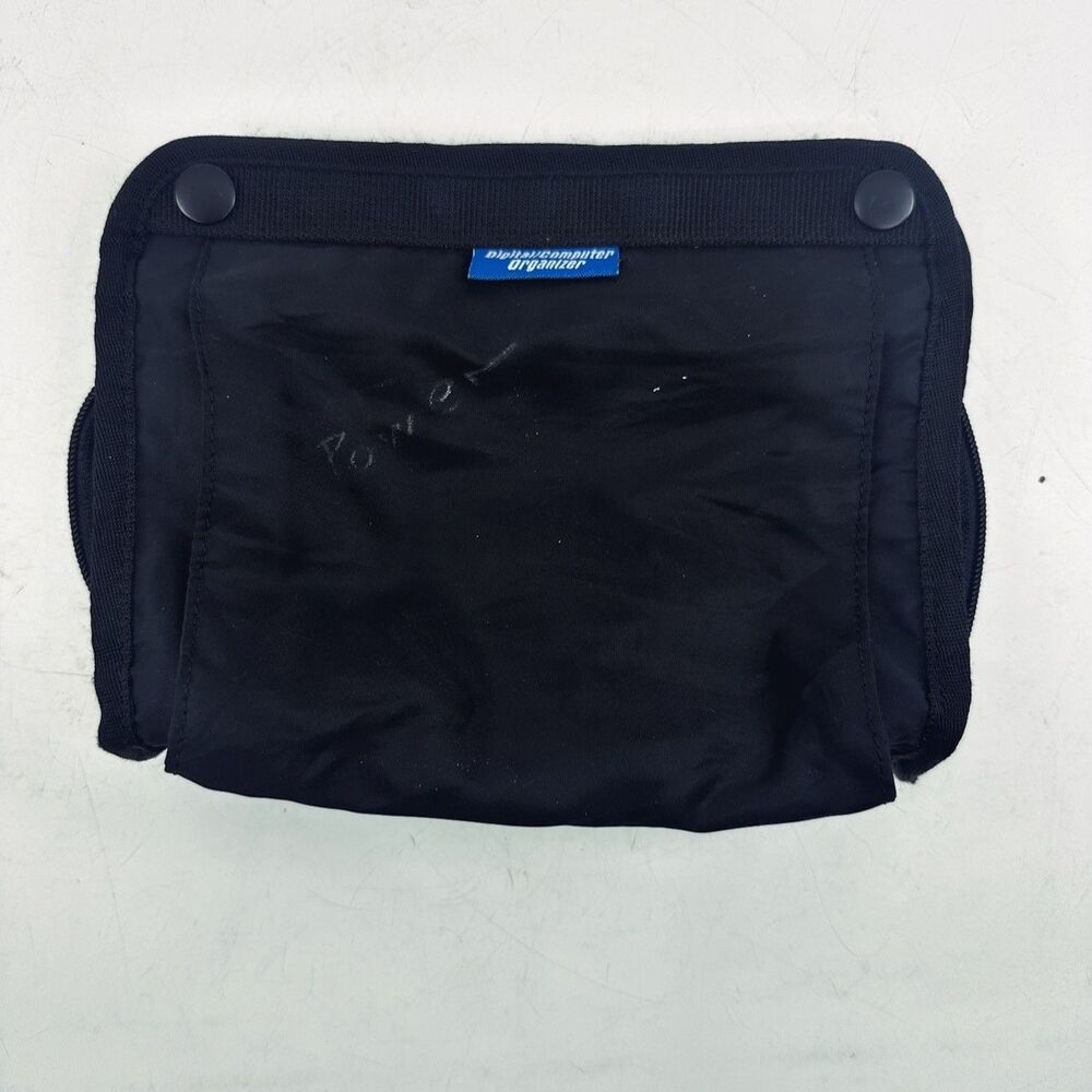 Black Fold-Out Digital Computer Organizer Pouch Cable Charger Bag Mesh Pockets